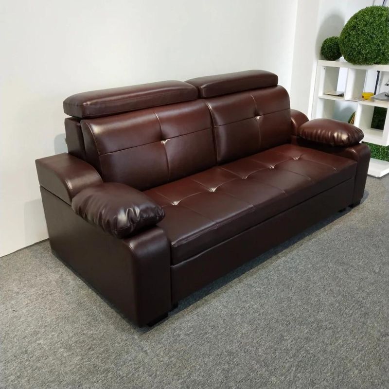 Two Seat Adjustable Back Leather Office Sofa Bed Foldable