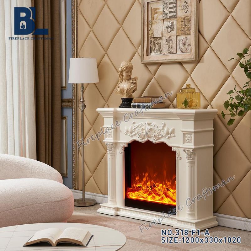 Carving European Style Living Room Furniture Electrical Fireplace (318)