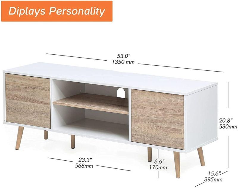 Combination of Modern Minimalist TV Cabinet with MDF Solid Wood Legs