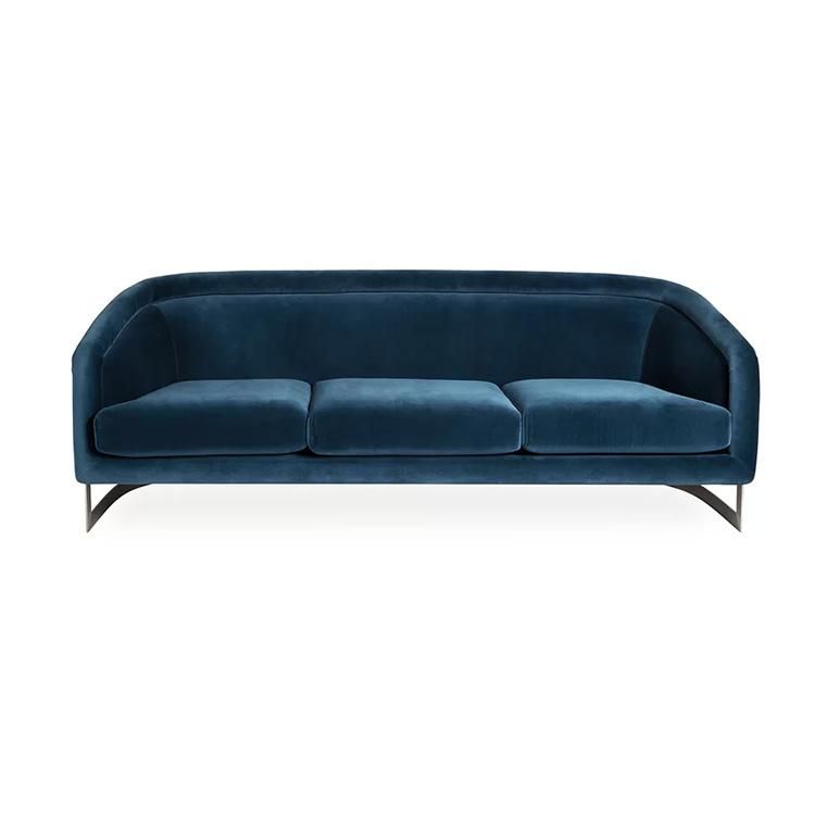 Home Furniture General Use and Living Room Chair Velvet Fabric Metal Sofa Couch with Armrest for Hotel Showroom