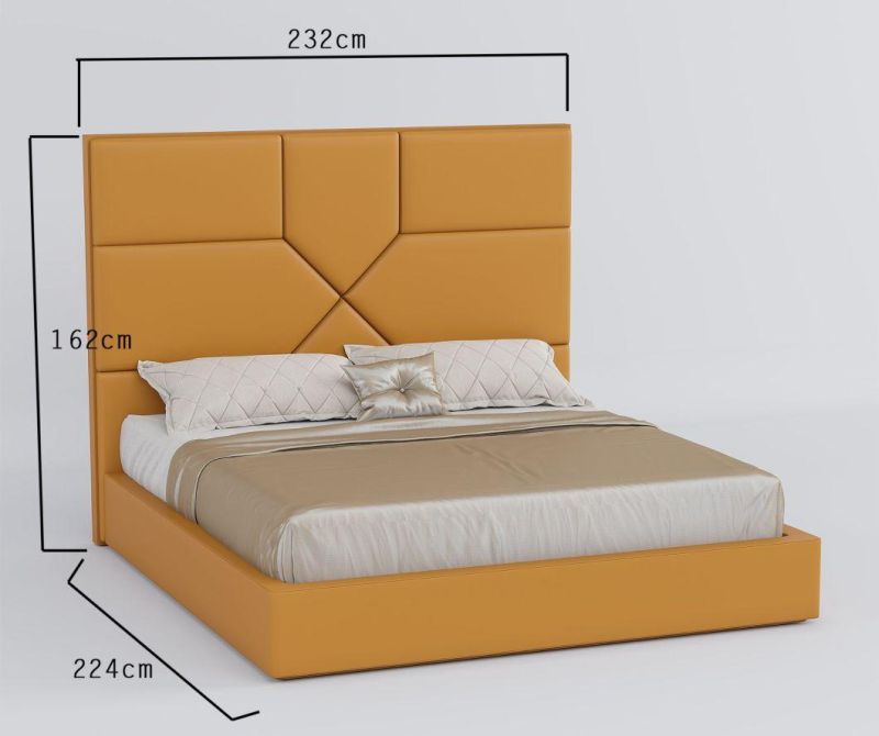 Hot Selling Geniue Leather Hotel Home Wooded Furniture Modern Italian Double Queen Size Bed