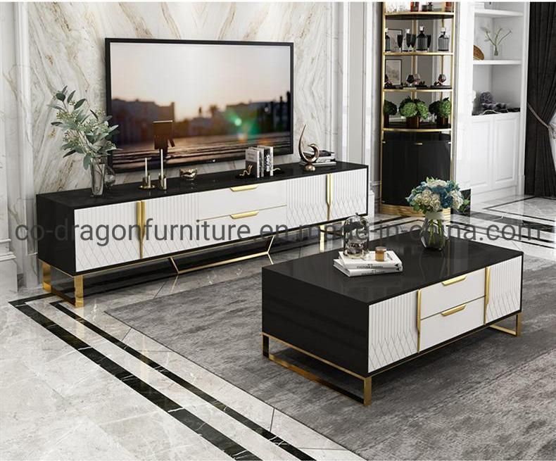 Modern Luxury Home Furniture Wooden Coffee Table with Metal Legs