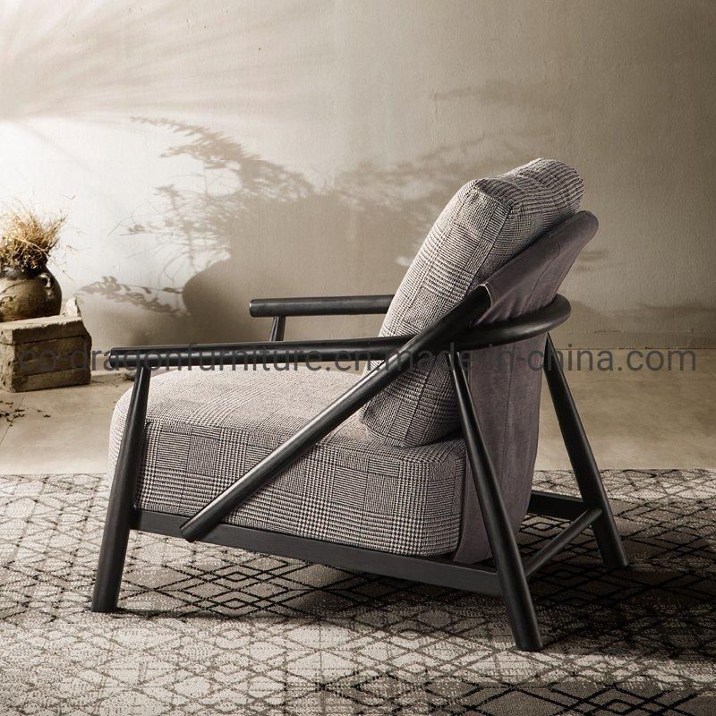 2021 Modern Home Furniture Fabric Leisure Chair with Wooden Arm