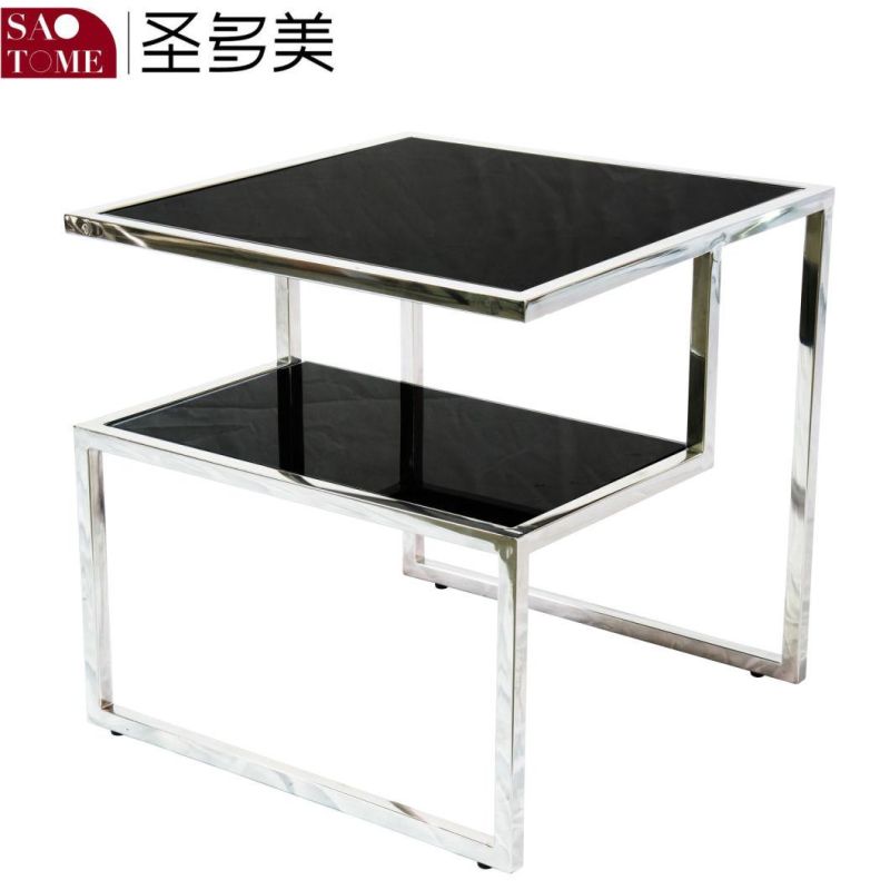 Glass Stainless Steel Rectangular Coffee Table Side Table Coffee Table Lamp Table