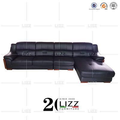 Modern Commercial Hotel Genuine Leather L Shape Corner Sofa