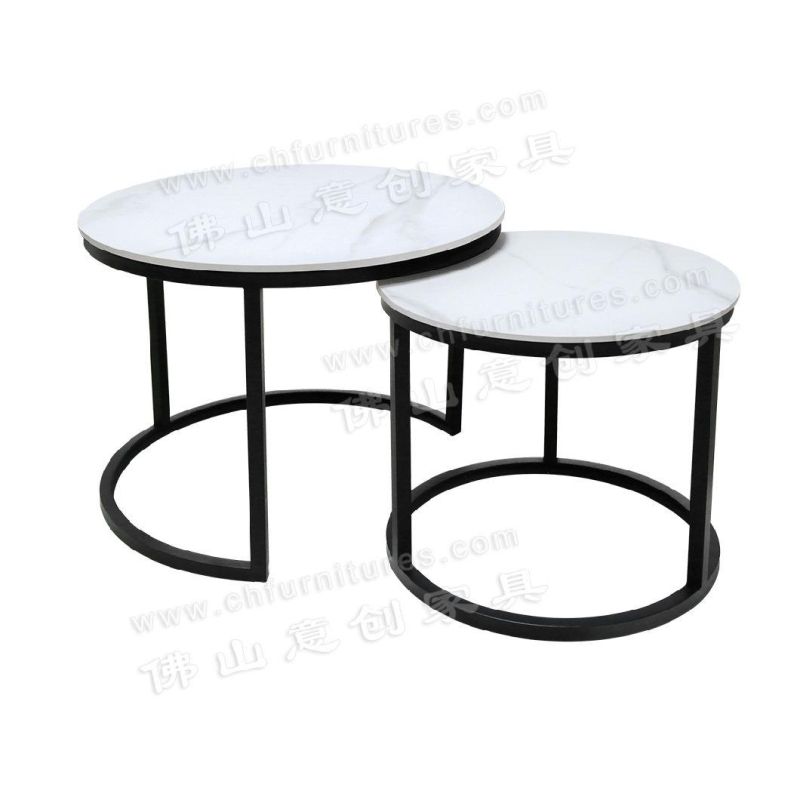 Italian Style Light Luxury Simple Huayan Slate Household Small Round Combination Coffee Table