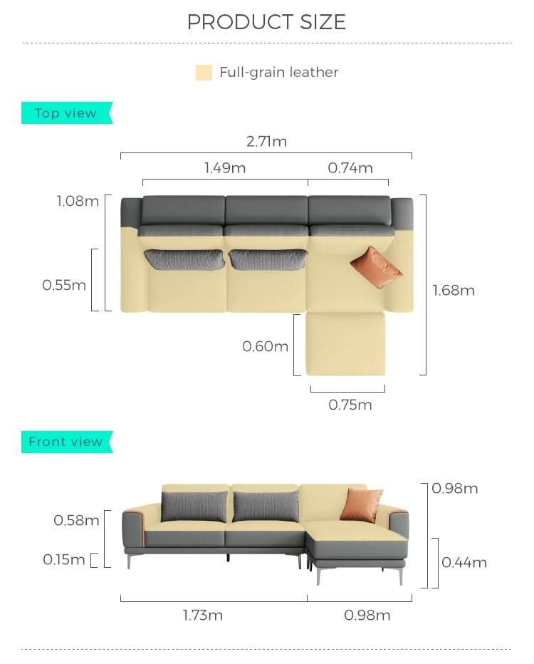 Linsy Nordic Modern Home Furniture Leather Living Room Sofa S178