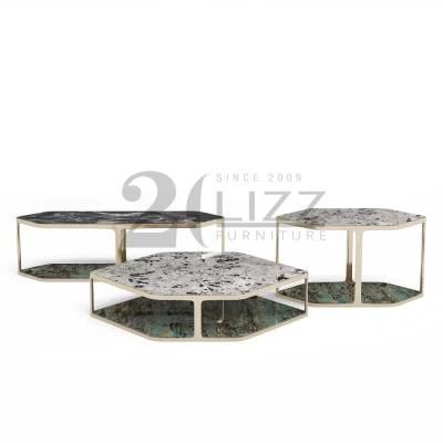 Contemporary Modern Design Sectional Living Room Furniture Luxury Marble Top Coffee Table with Metal Leg