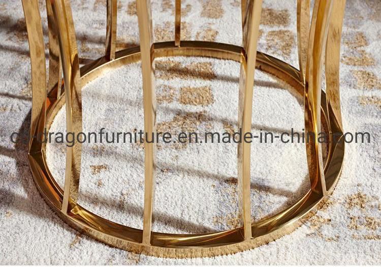 Luxury Home Furniture Gold Steel Side Table with Marble Top