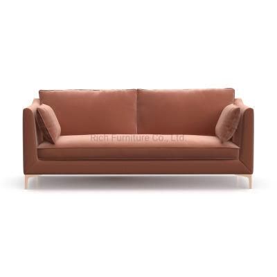 Chinese Modern Home Furniture Metal Leg Sofa Latest Design Fabric Velvet Plush Sofa