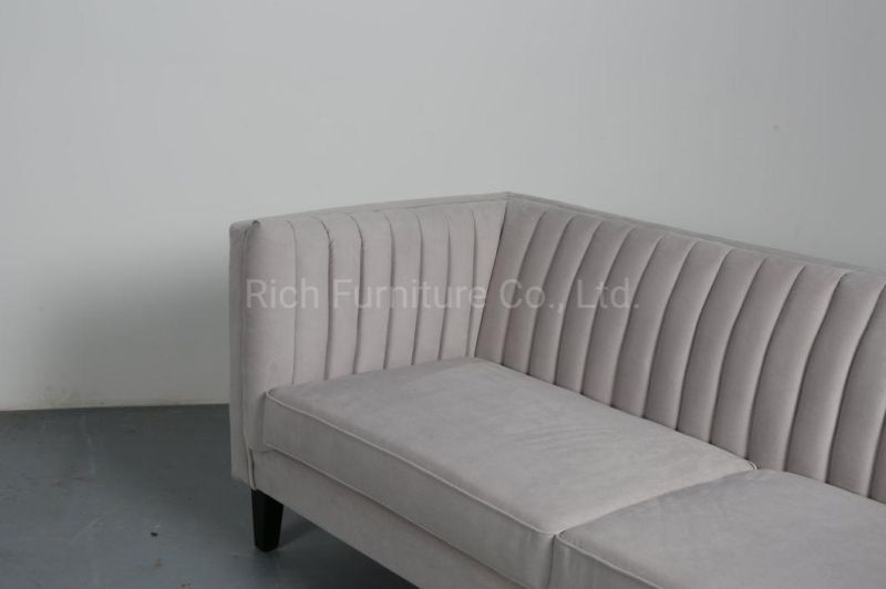 Living Room Pleated Back Sofa Fabric Couch