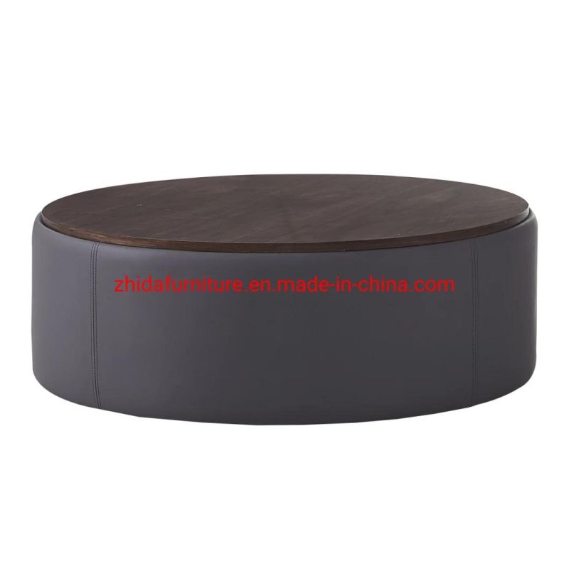 Round Ottoman Wooden Modern Bed Hotel Living Room Sofa Stool