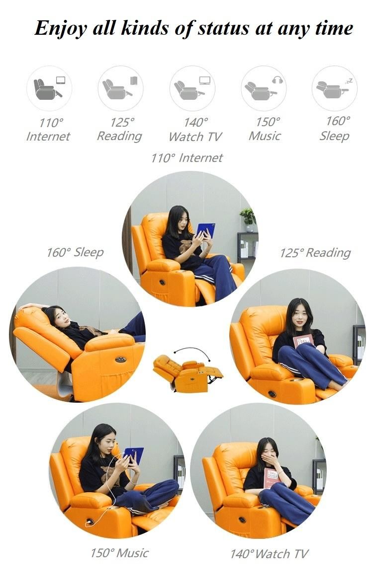 Geeksofa China Anji Manufacturer Living Room Air Leather Relax Leisure Power Electric Recliner Chair with USB Charger