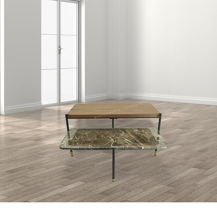 Luxury Rectangular Marble Wooden Coffee Table Top