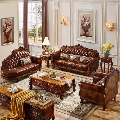 Antique Leather Sofa with Optional Couch Seats for Home Furniture