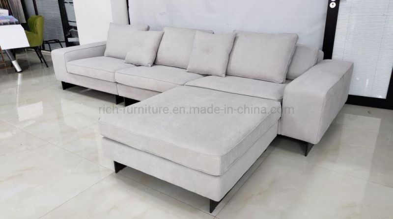 Modern Home Living Room Sectional Sofa L Shape Leather Sofa Fabric Corner Hotel Sofa