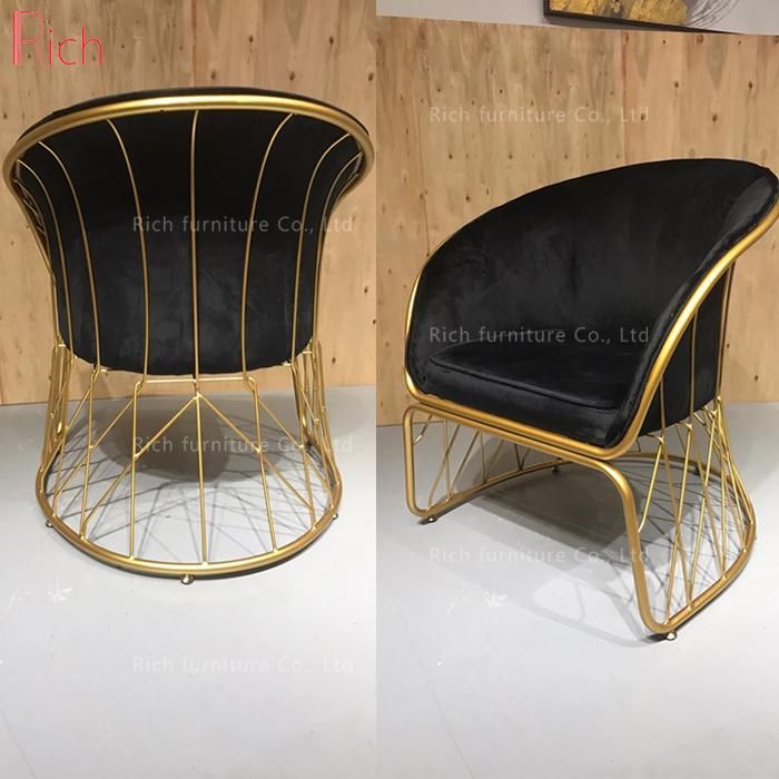 Modern Golden Stainelss Steel Chair Black Velvet Cover Leisure Sofa Chair