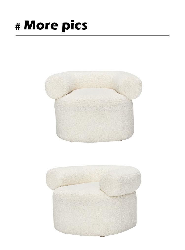 Faux Sheepskin White Living Room Chair Modern Boucle Fabric Accent Chair