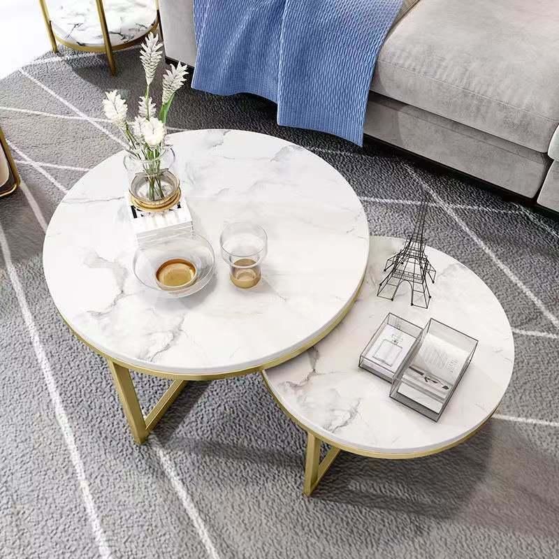 Modern Luxury Tea Table Golden Stainless Steel Coffee Table with MDF Top