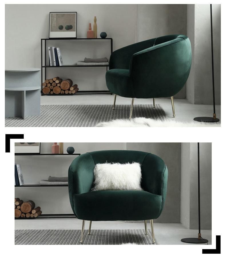 Italian Style Living Room Furniture Modern Leisure Velvet Sofa Chair