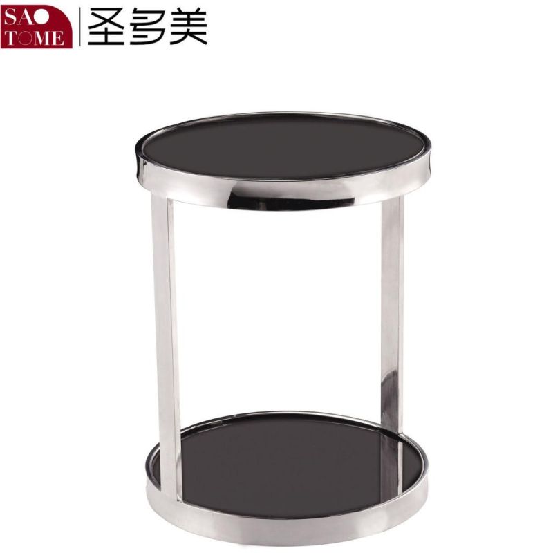 Modern Hotel Living Room Furniture Exquisite Black Glass Round End Table