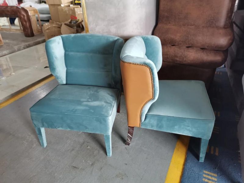 Leisure Grey Armchair with Brass Copper on Side Back