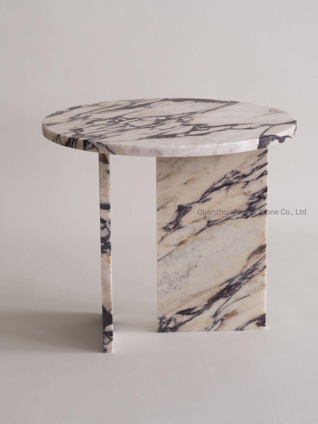 Customized Design Natural Arabescato White Marble Side Stone End Table