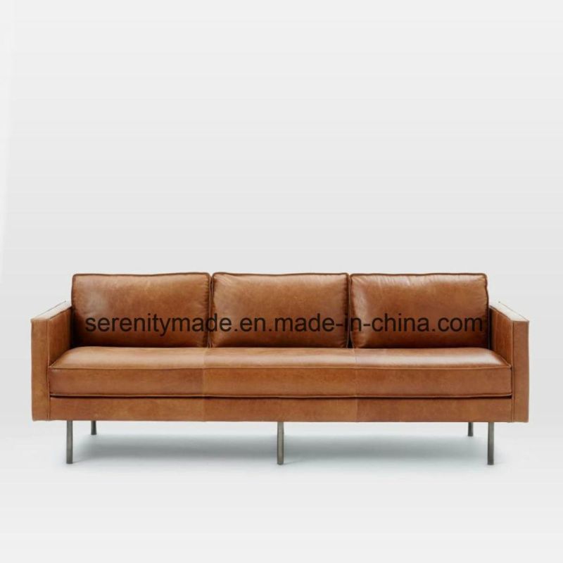 Industrial Style Living Room Italy Vintage Real Leather Sofa