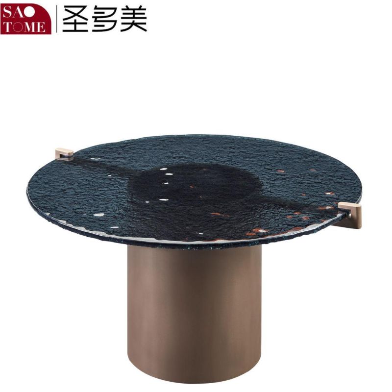 New Design Hotel Living Room Furniture Round Table with Fused Glass Surface and Metal Bottom