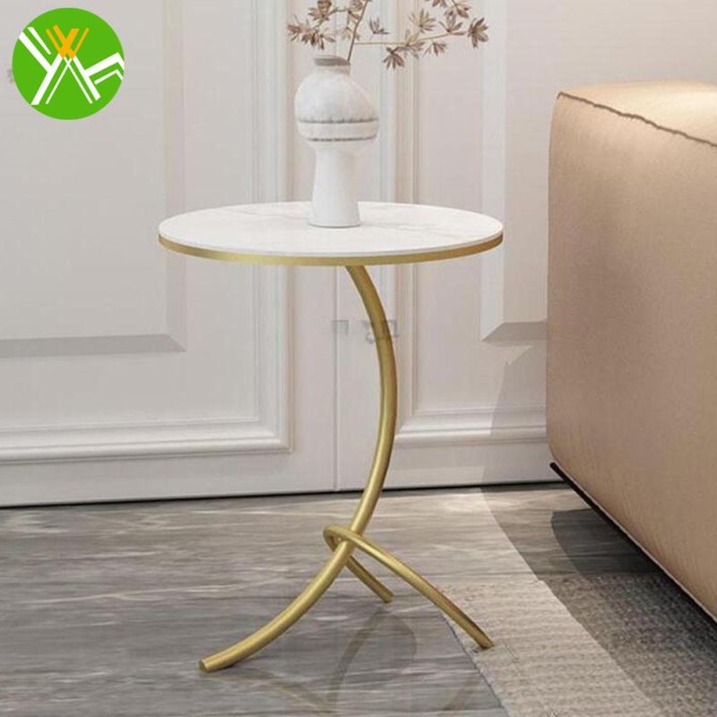 2022 New Arrival Nordic Design Gold Side Table with White Marble Top for Wholesale