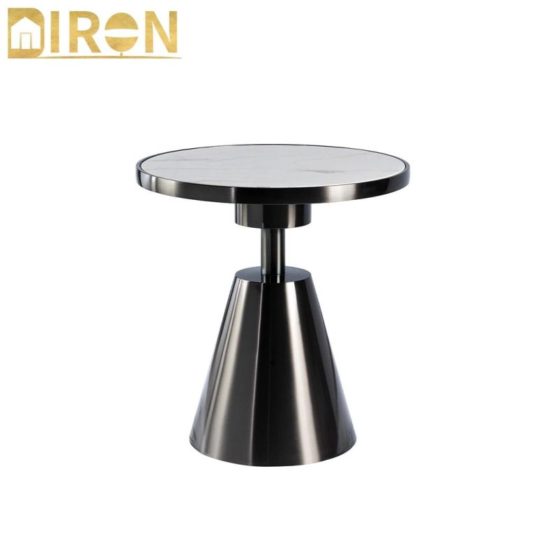 China Factory New Design Living Room Light Luxury Stainless Steel Round Side Table