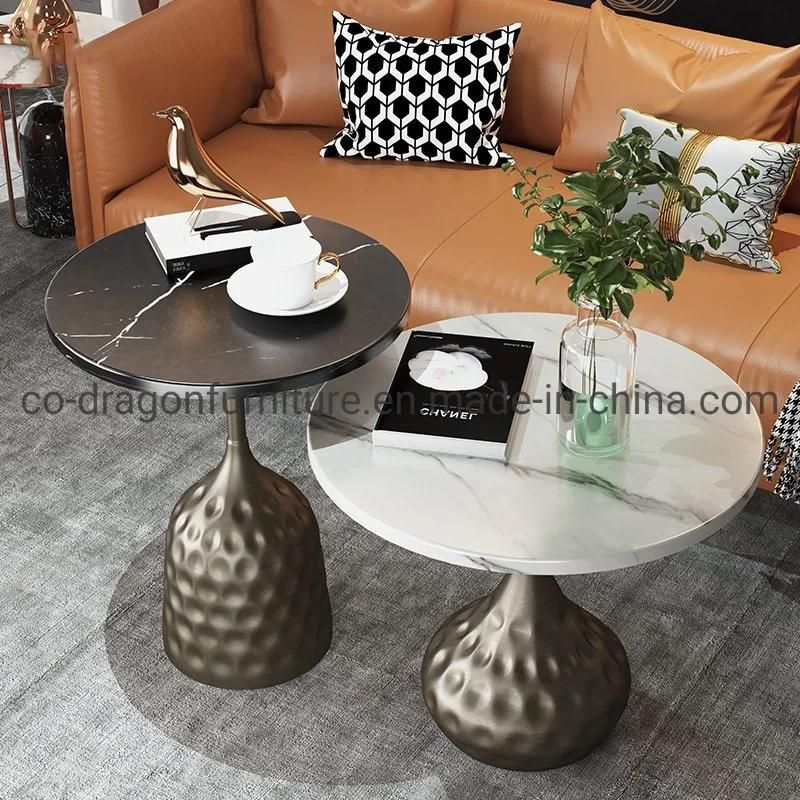 Fashion Luxury Home Furniture Steel Side Table with Marble Top