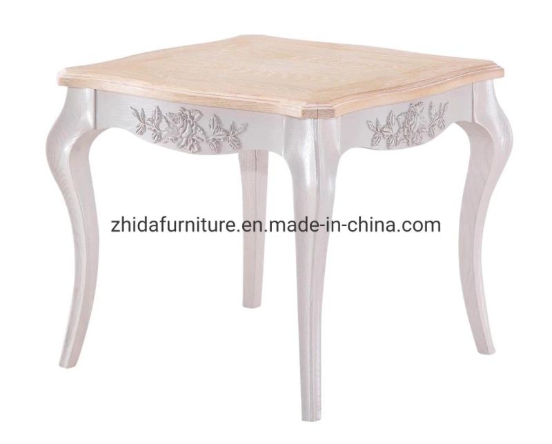 Square Small Wooden White Side Coffee Table for Living Room