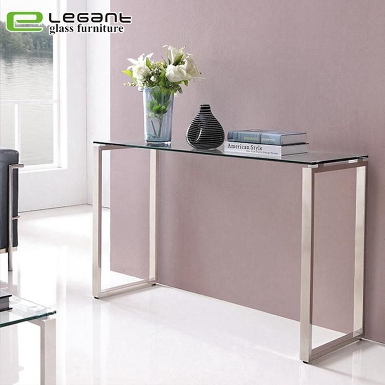 MDF Ash Wood Veneer Glass Side Table