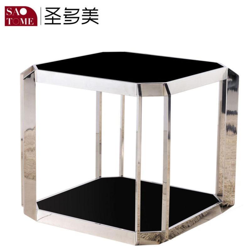 Side Table, Square Black Modern Home Decor Living Room Coffee Tea End Table