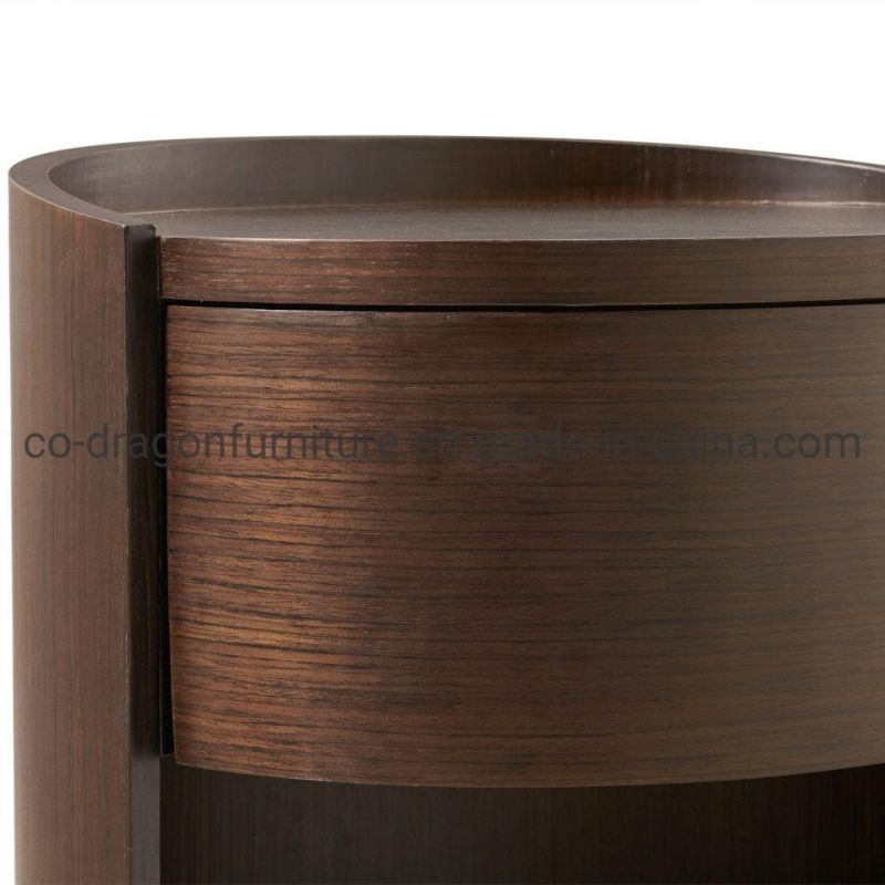 Wooden Round Side Table with Marble Top for Home Furniture