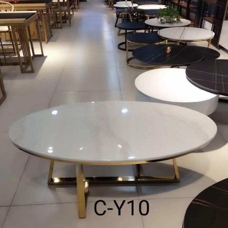 Elegant White Tea Table Living Room Oval Coffee Table