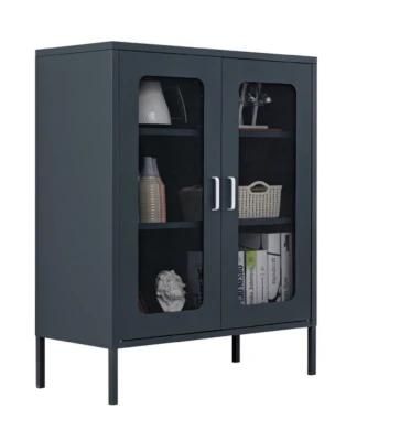 Customized Black 2 Mesh Door Metal Bathroom Storage Cabinet