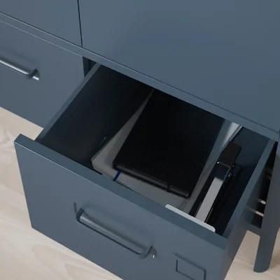 High Foot Design Office Files Storage Steel Cupboard with Drawers Under Blue Handle File Cabinet