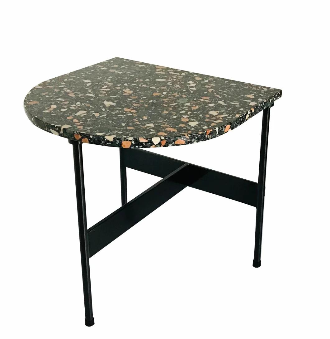 Minimal Modern Living Room Designed Round Marble Stainless Steel Coffee Side Table