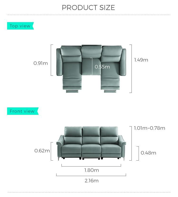 Linsy Stainless Steel Sponge Sectional China Manual Sofa Recliner Ls332sf6