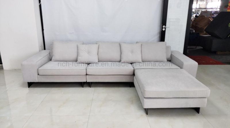 Modern Home Living Room Sectional Sofa L Shape Leather Sofa Fabric Corner Hotel Sofa