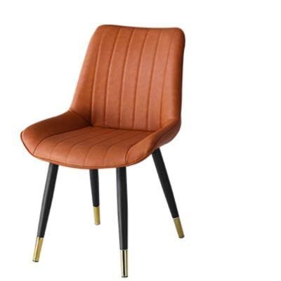 Hotel Ergonomic Metal Leg Upholstered Dining Room Chair Z Shaped Leather Living Room Chair