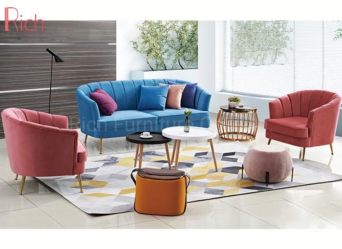 Home Design Red Fabric Velvet Sofa Modern Furniture Living Room Couch Chair Hotel Office Event Sofa