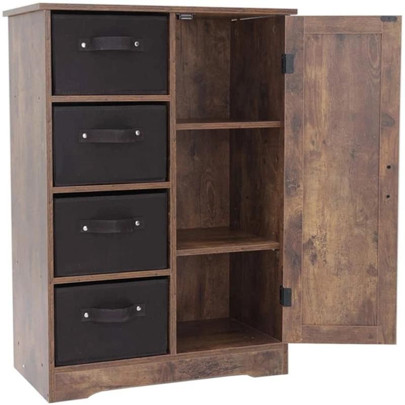 Living Room Office Retro Rustic Brown Floor Storage Cabinet 0226