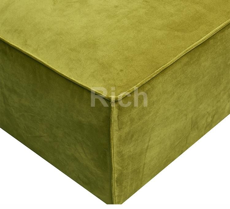 Modern Oversized Square Shaped Ottoman Stool Velvet Upholstered Sofa Footrest