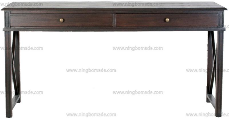 American Style Antique Concise Furniture Villa White/Black/Natural/Brown Two Drawers Console Table