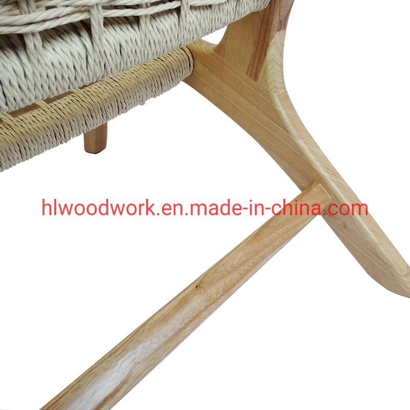 Saddle Chair Ash Wood Frame Natural Color with Woven Fabric Rope Without Arm Leisure Chair Resteraunt Chair Furniture