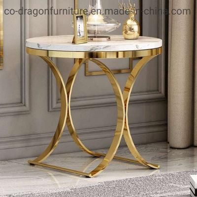 Fashion Minimalist Living Room Furniture Gold Stainless Steel Side Table