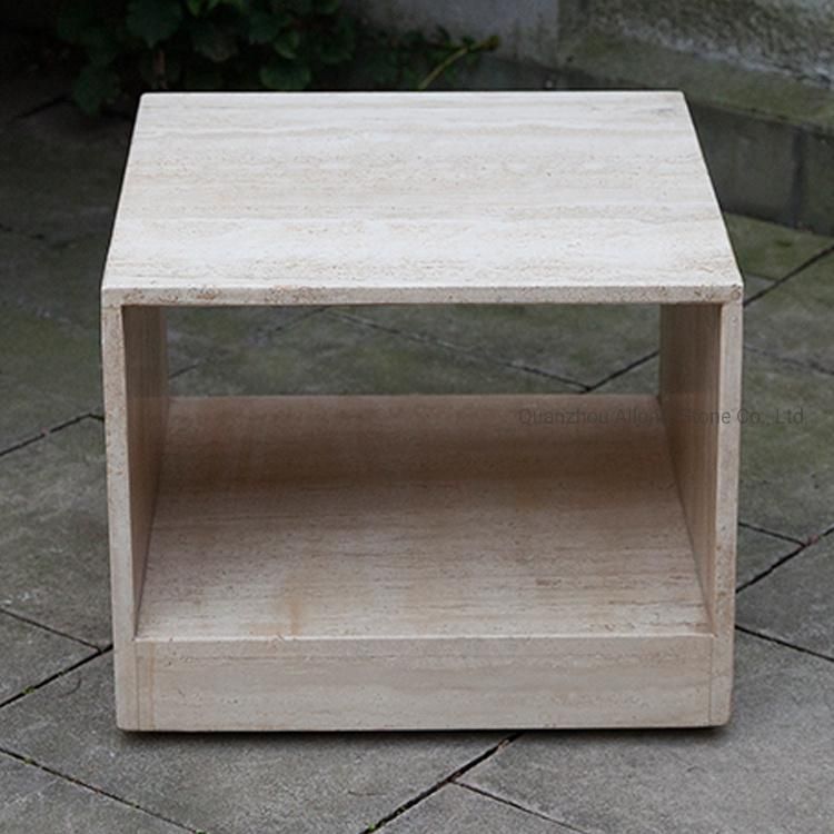 Home Furniture Design Low Travertine Coffee Side Table for Bedroom